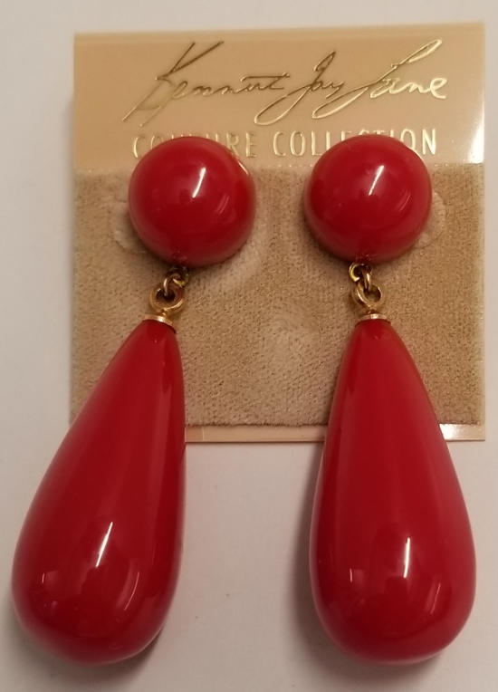Dark Coral Drop Pierced Earring