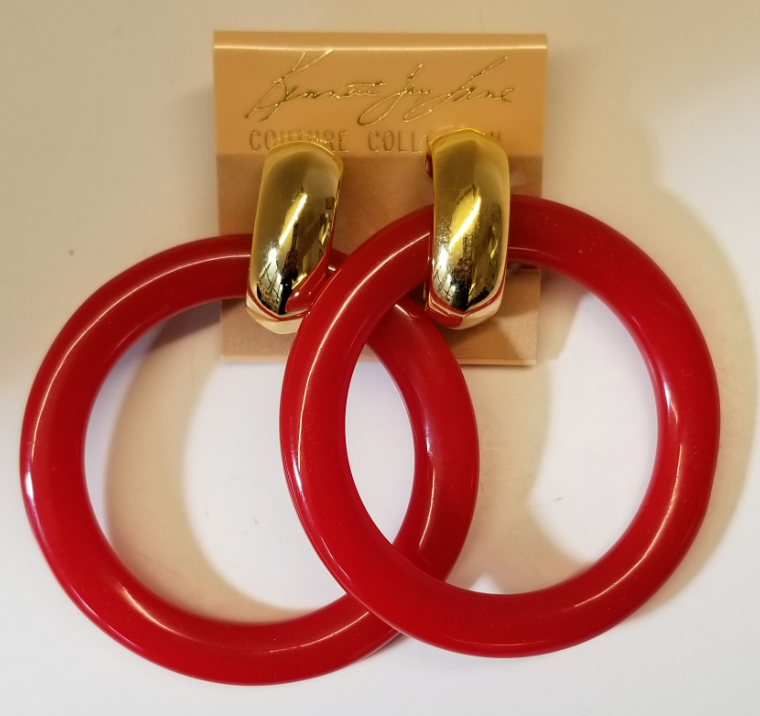 Polished Gold-Red Clip Earring
