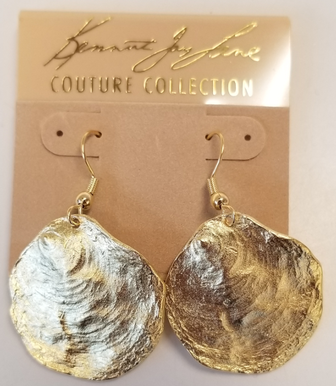 Brushed Satin Gold Disk Fishhook Earring