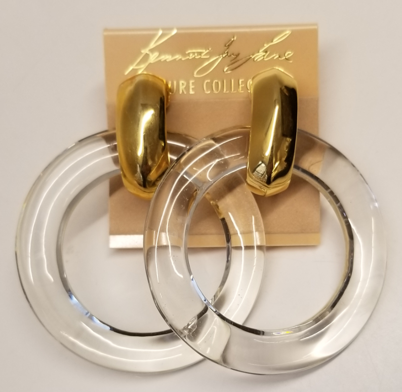 2" Clear resin doorknocker clip earring