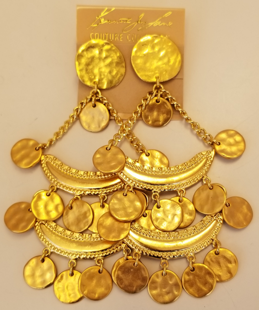 Two Row Coin Drop Clip Earring