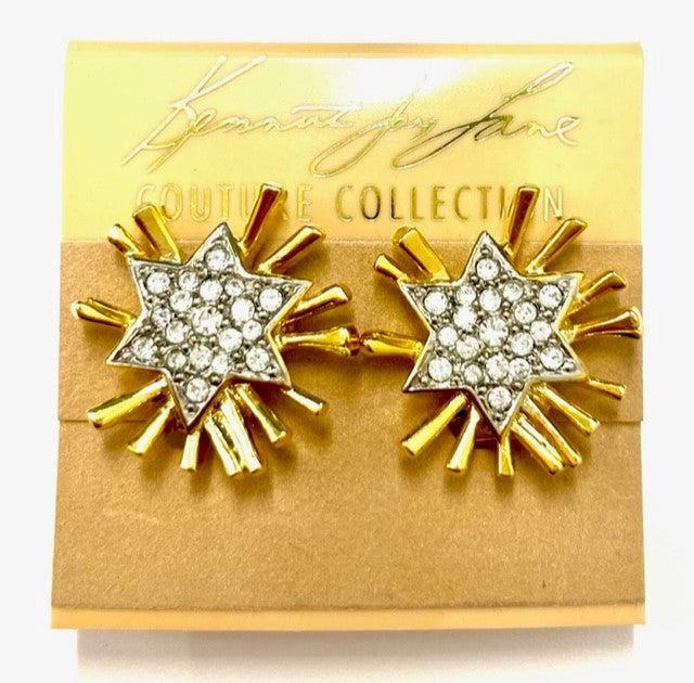 Starburst Button Clip Earring