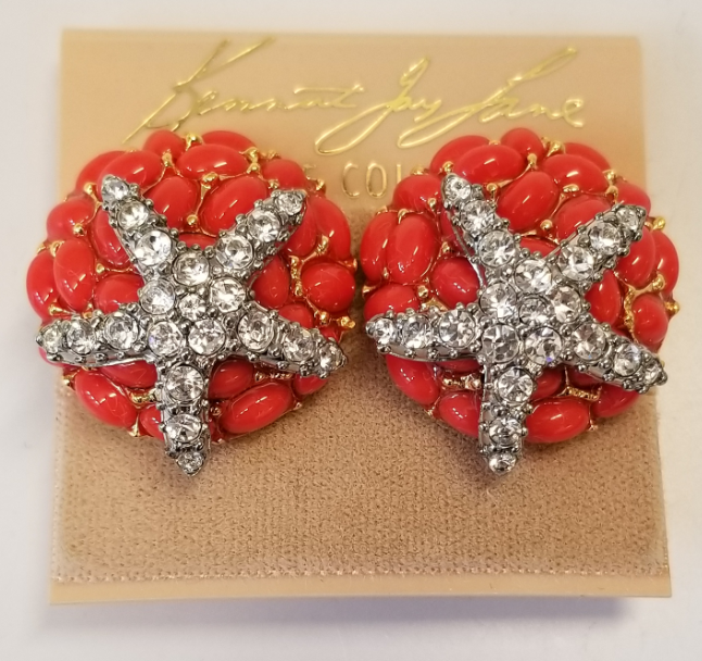Dark Coral- Starfish Clip Earring