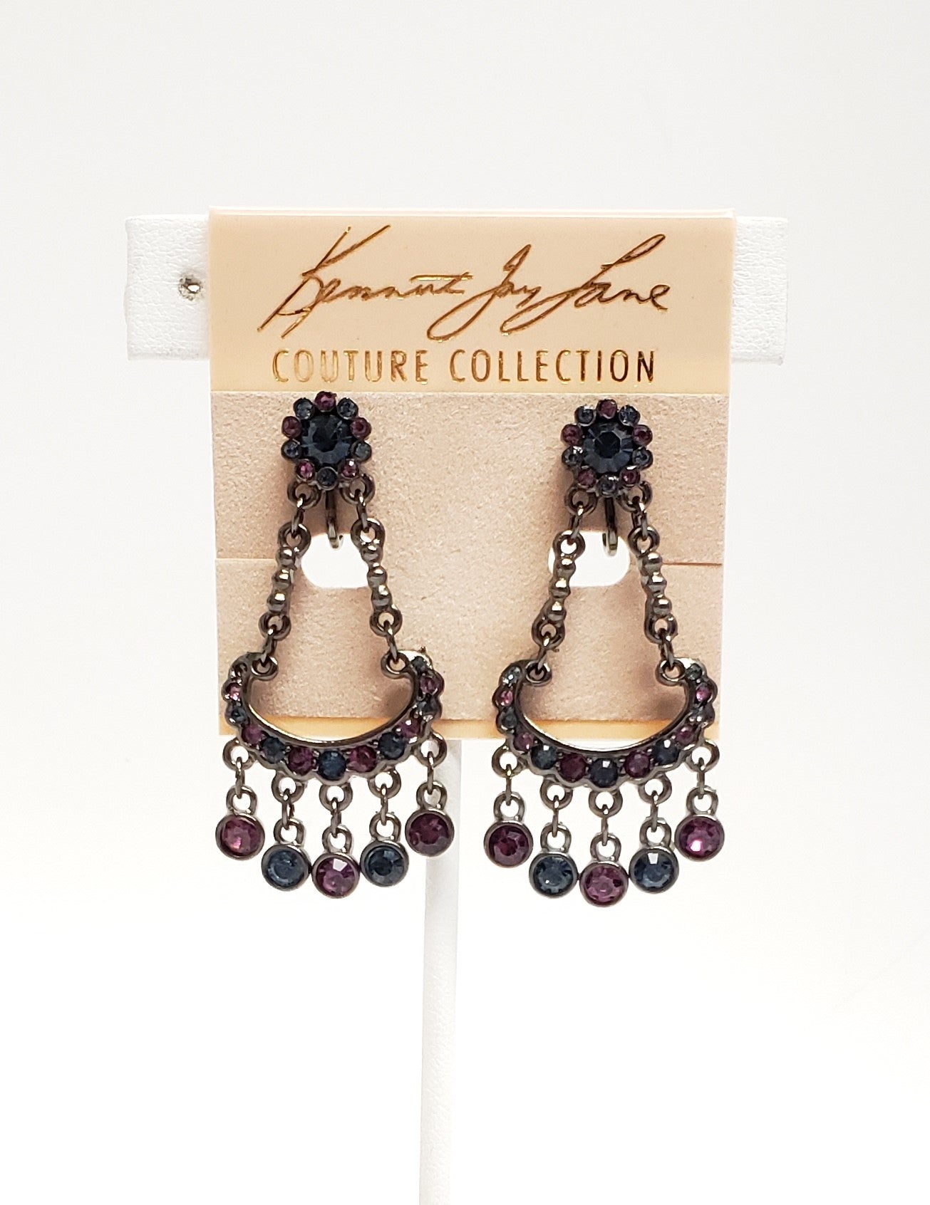 Gunmetal with Sapphire & Amethyst Earring