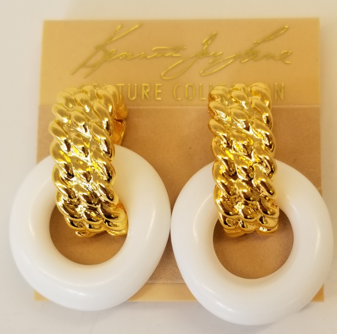 White Gold Top Doorknocker Earring