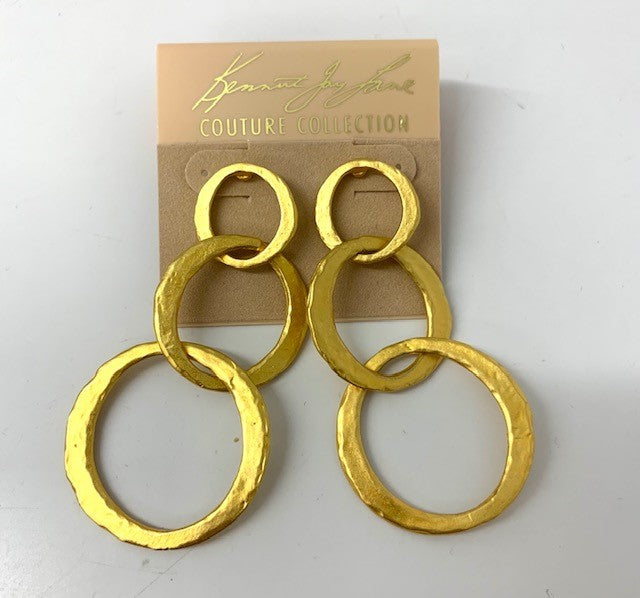 Satin Gold Triple Ring Pierced Earring