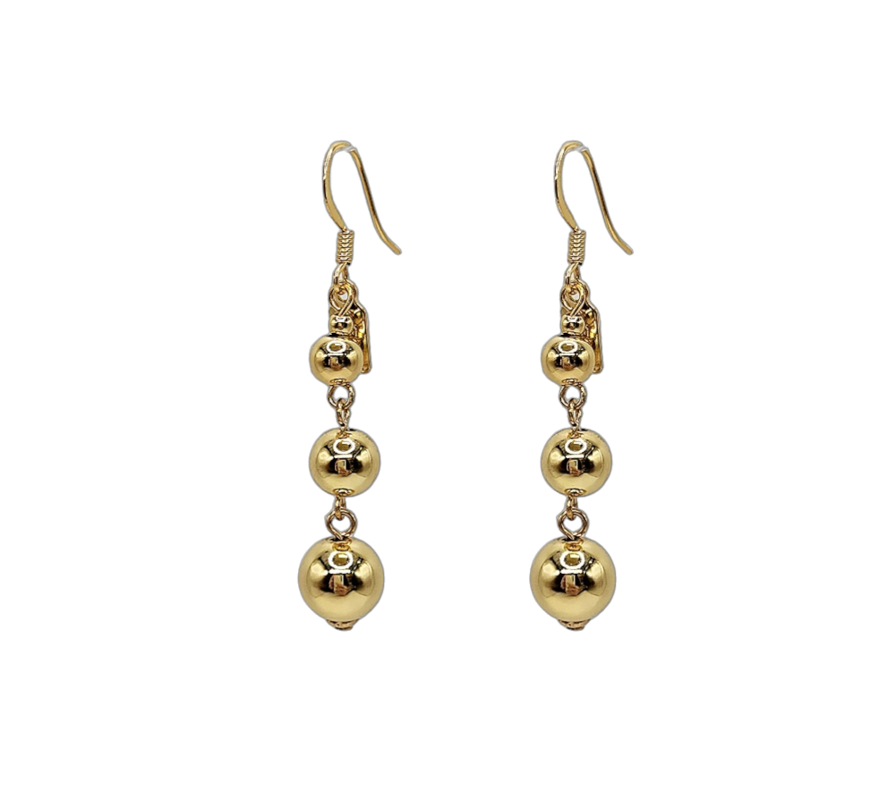 Graduated Gold Ball Drop Pierced Earring