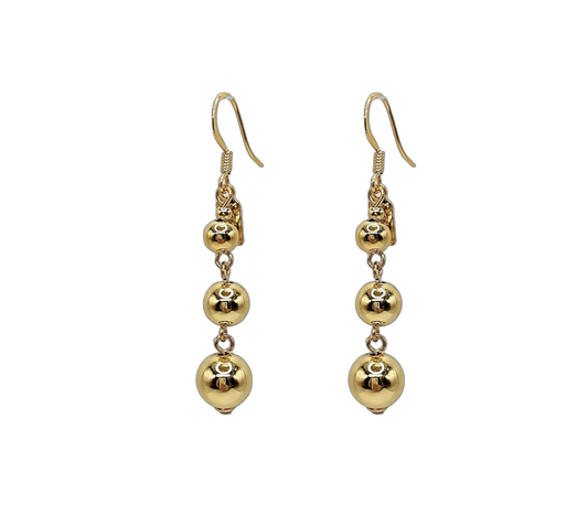 Graduated Gold Ball Drop Pierced Earring