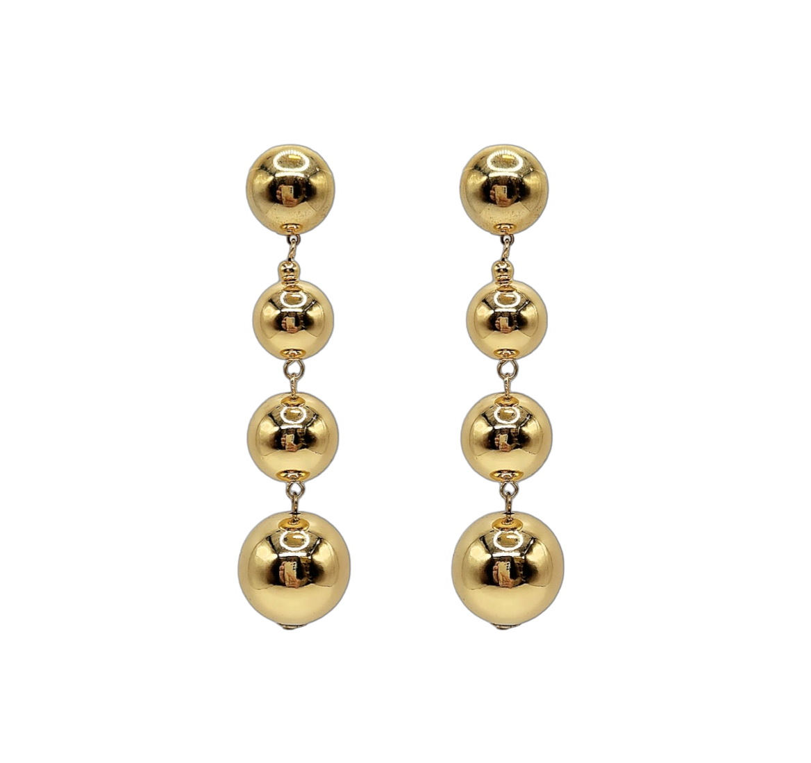 Graduated Gold Ball Drop Pierced Earring