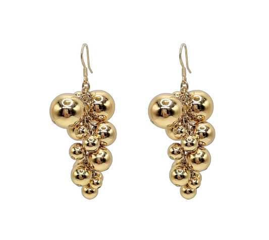 Gold Ball Cluster Pierced Earring