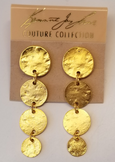 Satin Gold Four Coin Clip Drop Earring