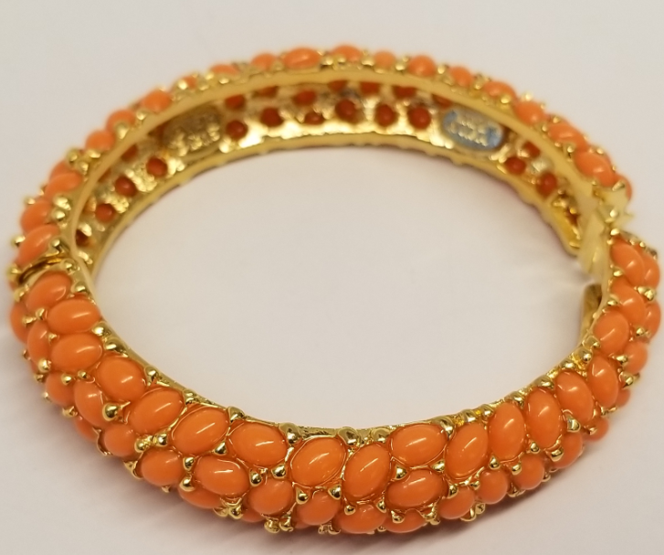Gold Light Coral Cabochons Bombe' Bracelet