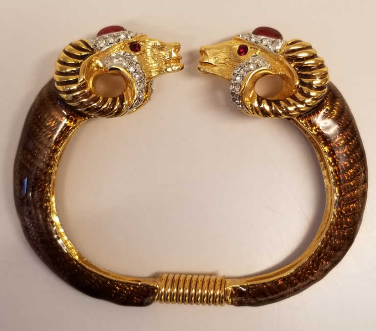 Brown Double Rams Head Bracelet