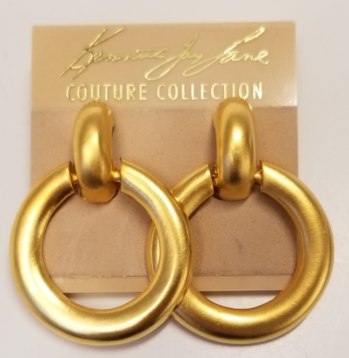 Satin Gold Doorknocker Clip Earring