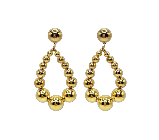 Graduated Gold Ball Hoop Pierced Earring