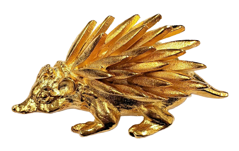 2"x1" Gold Porcupine Pin