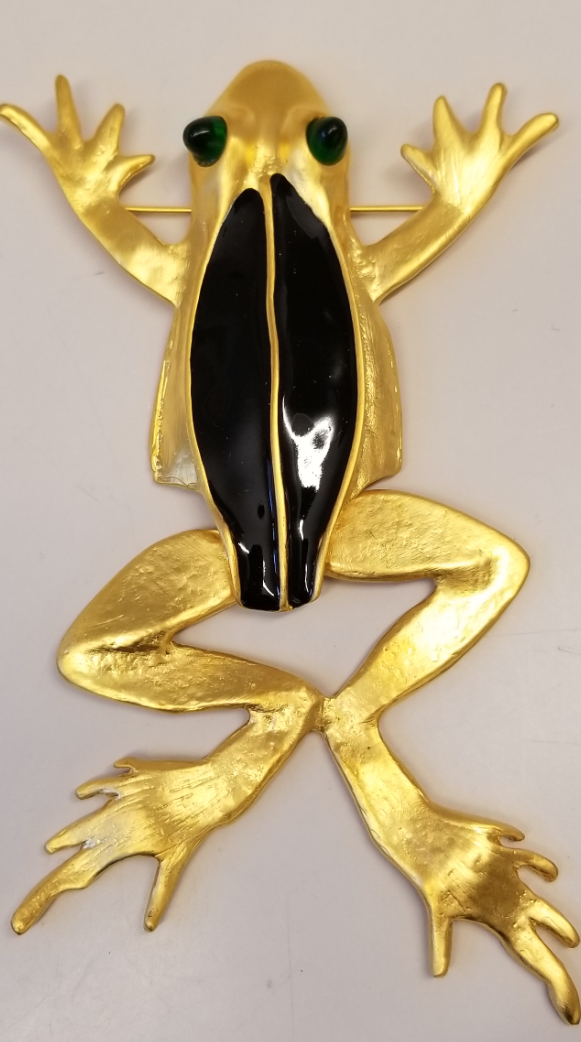 Gold- Black Frog Pin