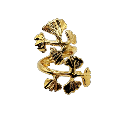 Gold Leaves on Vine Ring