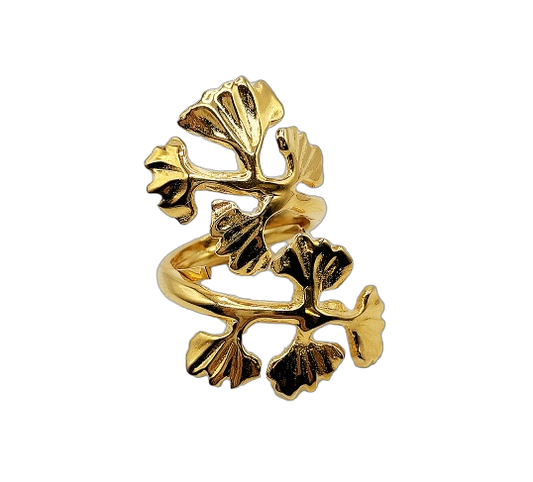 Gold Leaves on Vine Ring