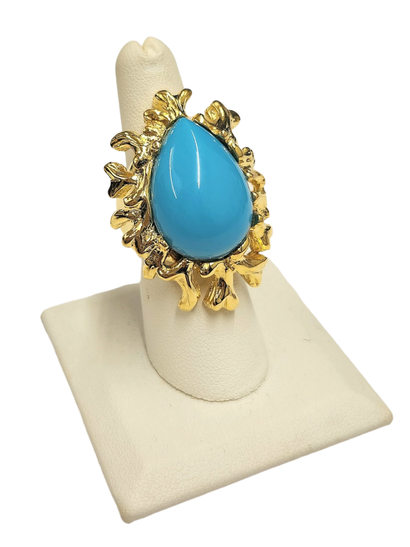 Gold Sea Branch with Turquoise Center Ring