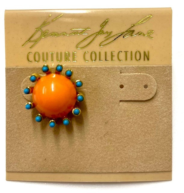 Turquoise and Coral Pierced Round Earring
