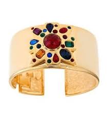Polished Gold Multi Dark Gem Ruby Center Maltese Cuff