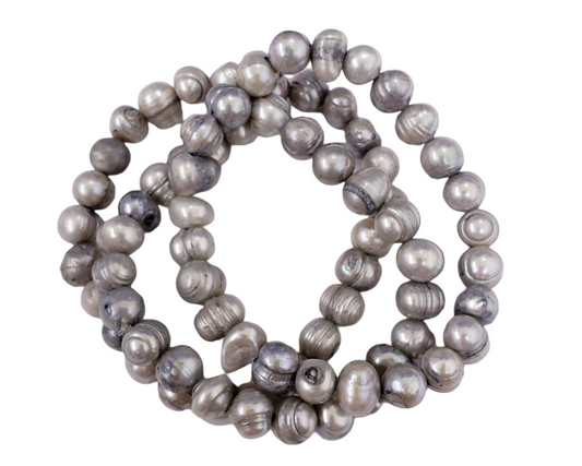 Set of 3 Grey Fresh Water Pearls Stretch Bracelet