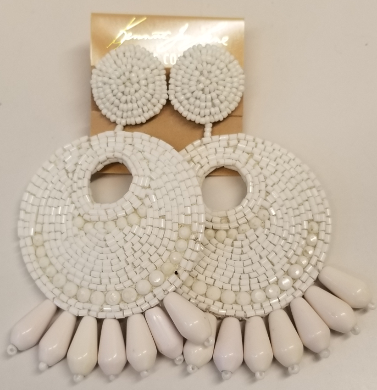 white gypsy seedbead clip earrings