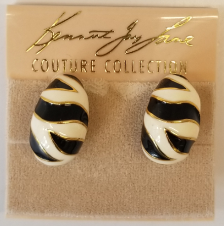 Black and White One and Two Hoop Clip Earring