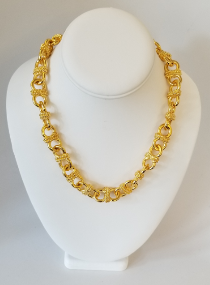 18" Fancy Gold Link Chain Necklace