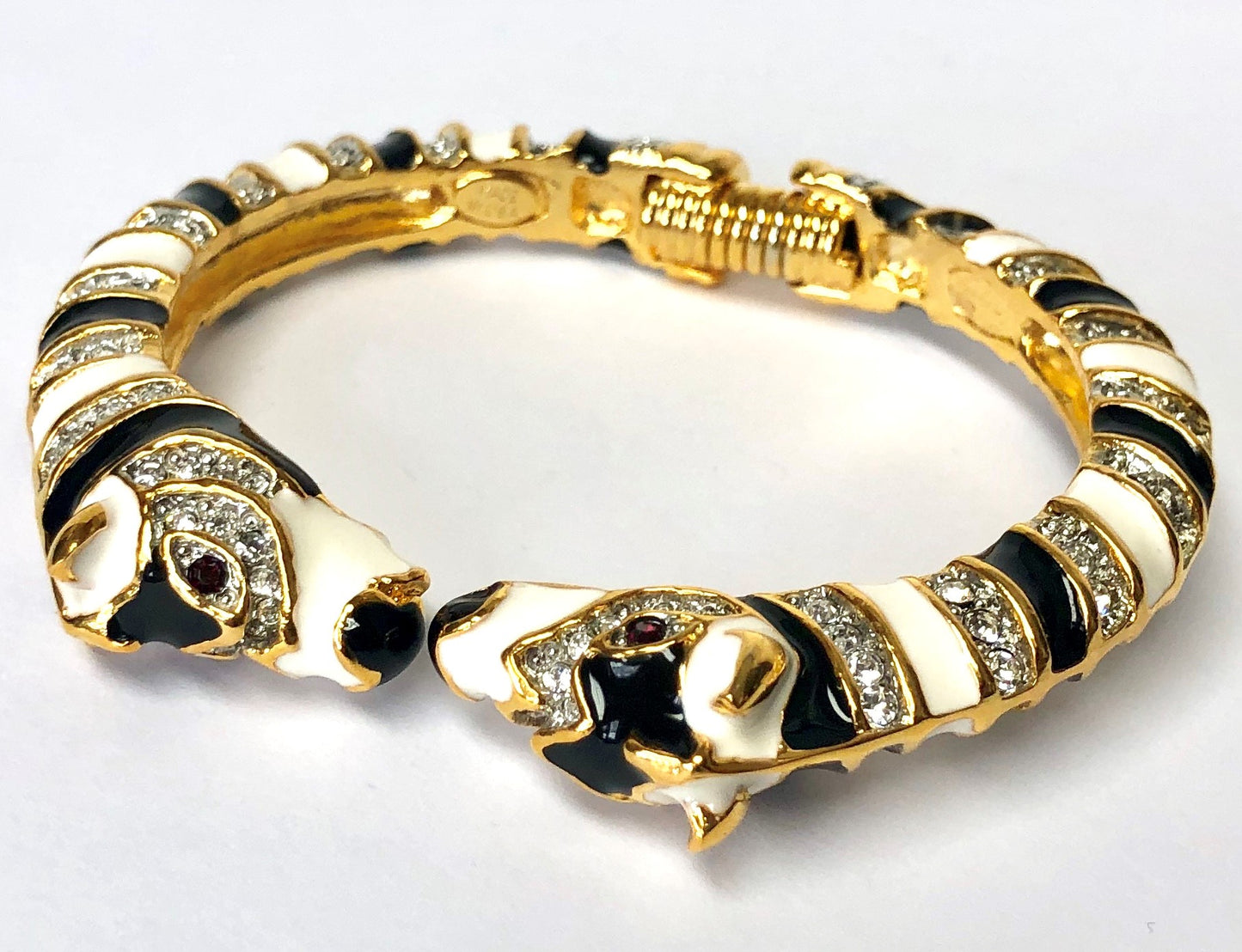 Black and White and Crystal Double Zebra Head Bracelet