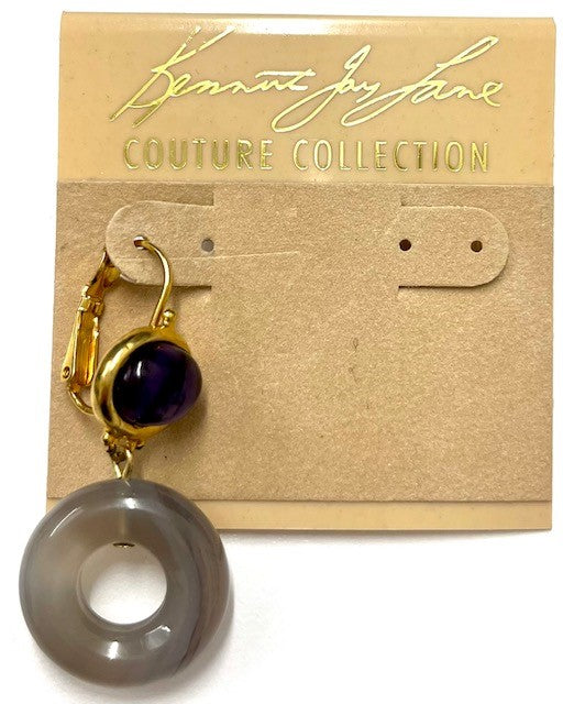 Amethyst Donut Drop Pierced Earring