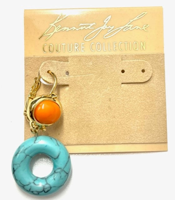 Turquoise Matrix Donut Drop Pierced Earring