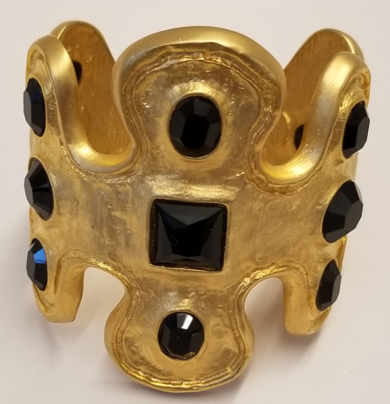 Satin Gold and Jet Odd Shaped Cuff