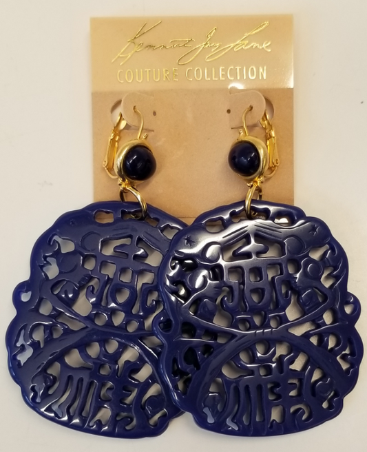 Lapis Top-Lapis Carved Drop Wire Earring