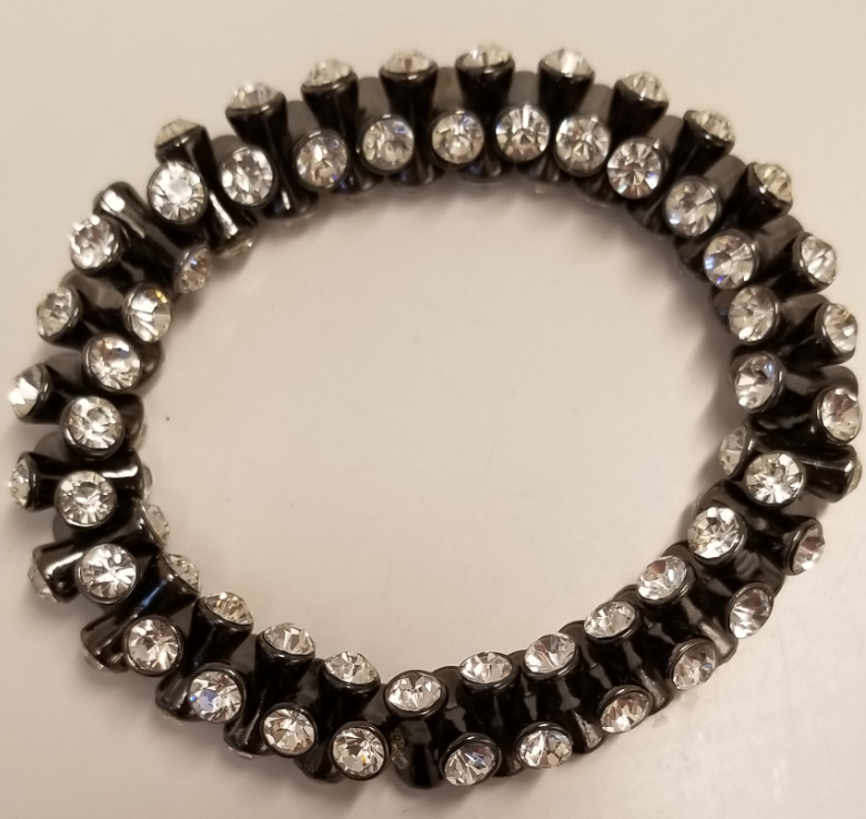 Gunmetal-Crystal Stretch Bracelet