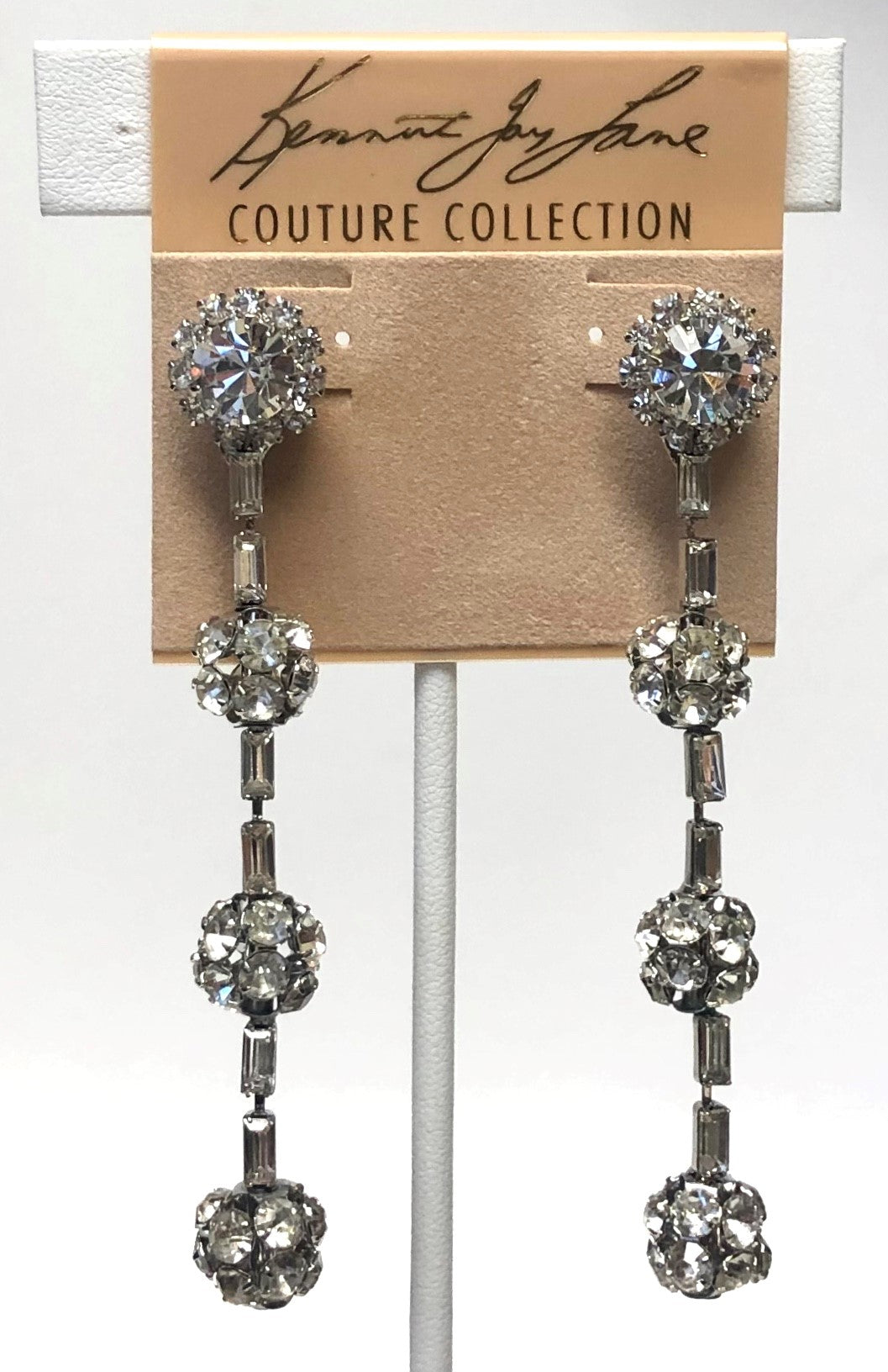 Rhodium Crystal Three Fire Ball Pierced Earrings