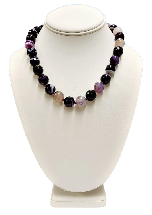 18" Gold Chain Purple Agate Faceted Bead Necklace