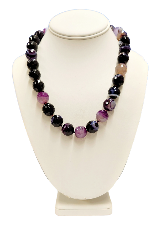 16" Gold Chain Purple Agate Faceted Bead Necklace
