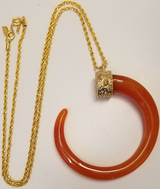 34" Amber Tusk on Gold Chain