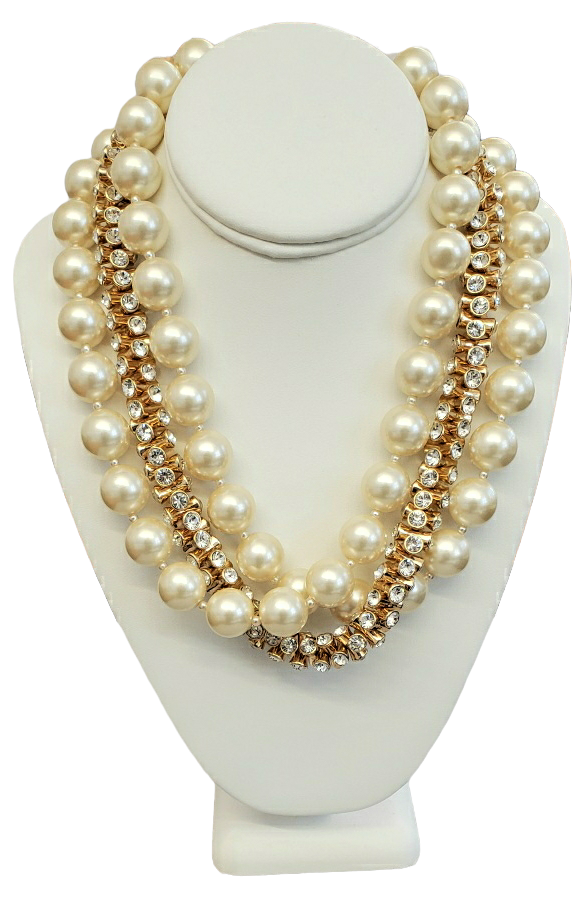 19" 1 Row Hourglass Bead 2 Row Cultura Pearl Necklace