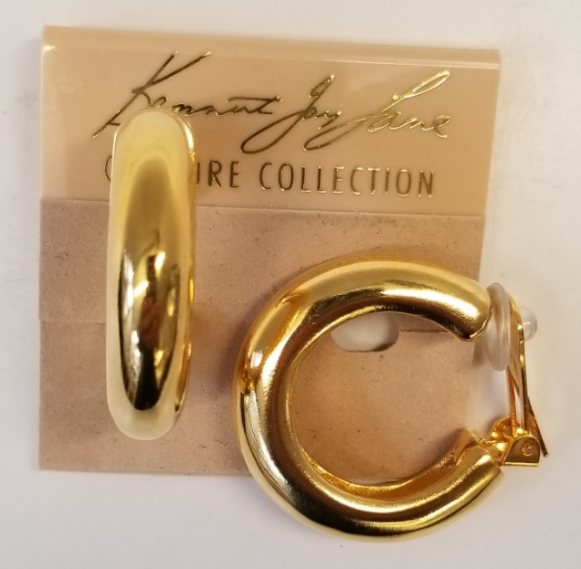 Polished Gold Thick Tube Hoop Clip Earring