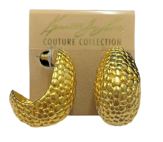 Scaly Textured Pierced Hoop Earrings