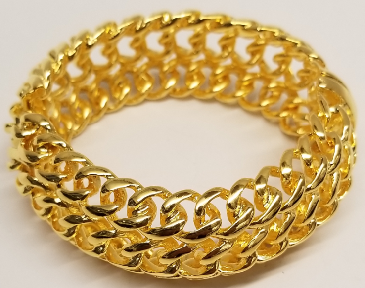 Polished Gold Braided Hinged Bangle