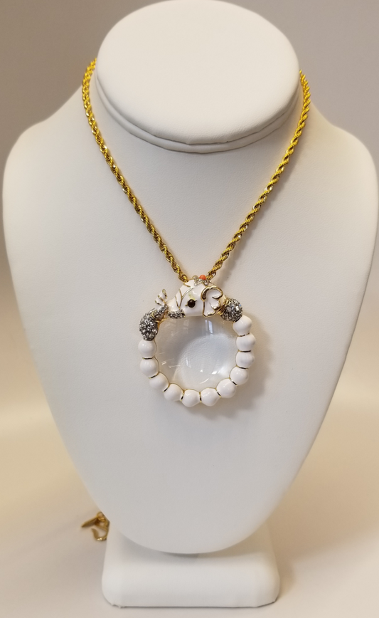 White Elephant Magnify Glass 33" Necklace
