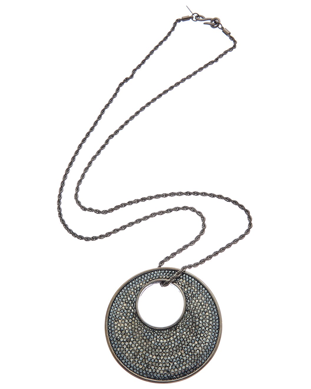 33" chain gunmetal-hematite pave' disc neck