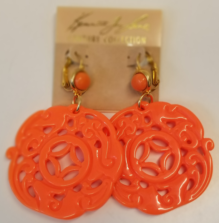 Light Coral Top-Light Coral Craved Drop Wire Earring
