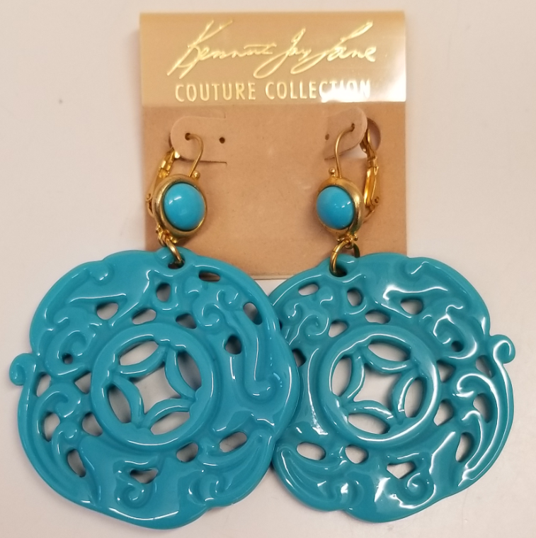 Turquoise Top-Turquoise Carved Drop Wire Earring