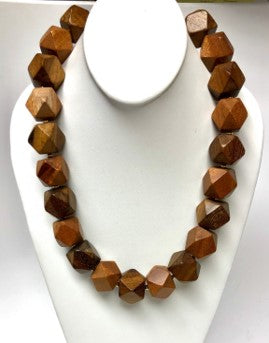 22" Light and Dark Wood Cubes Necklace