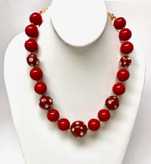 20" Red Candy Ball Necklace